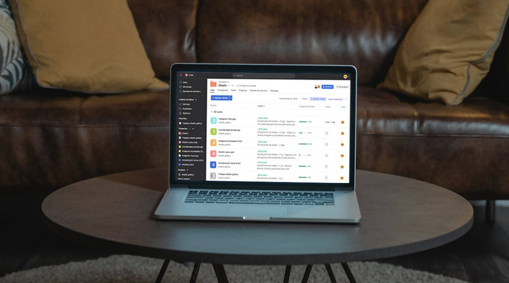 Asana programme on a laptop 
