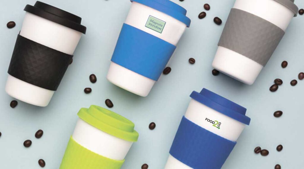 Travel mugs with logos
