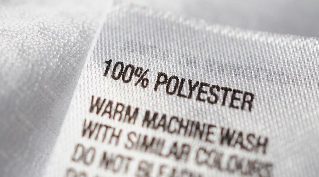 100 per cent polyester tag on clothing