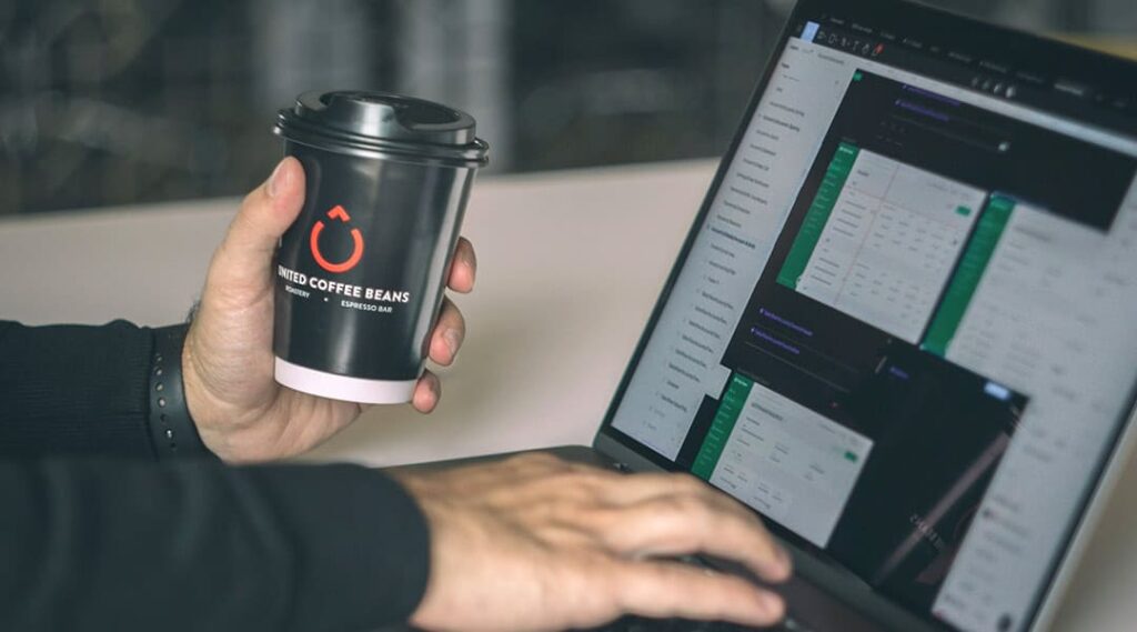 Branded coffee cup with logo