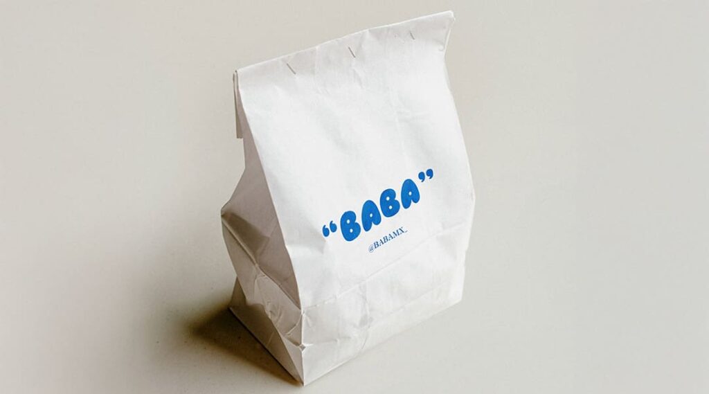Company logo on a paper bag