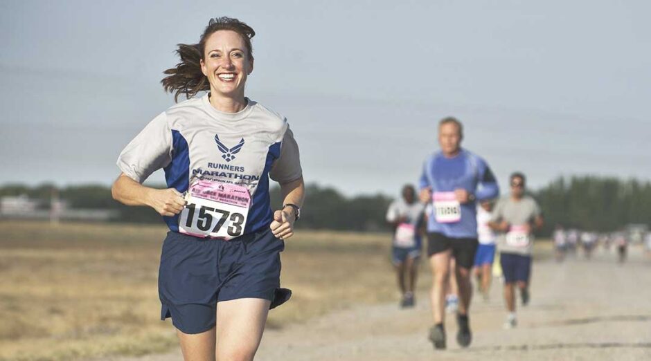 Branded sport T-shirt on a runner 