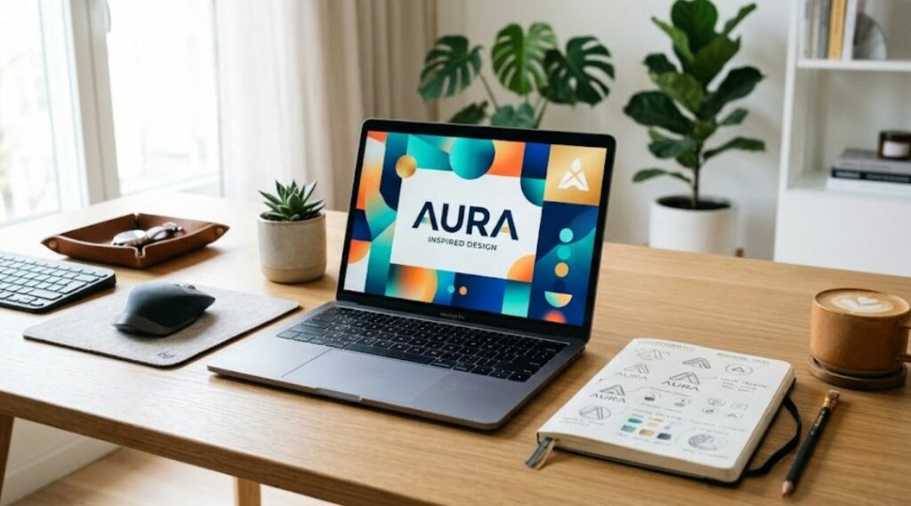 Laptop and creative ideas in notebook
