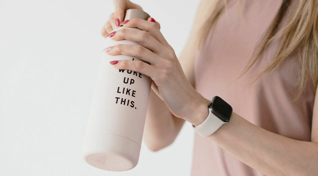 Printed phrase on a bottle
