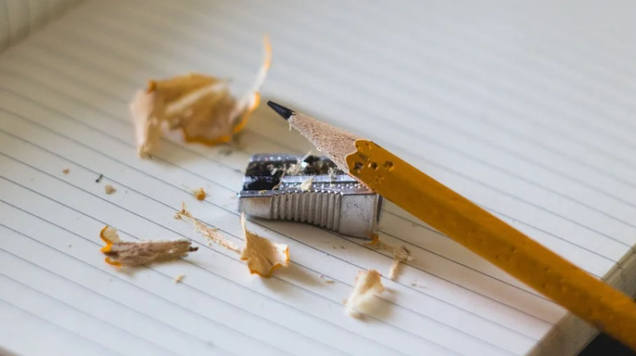 Pen being sharpened