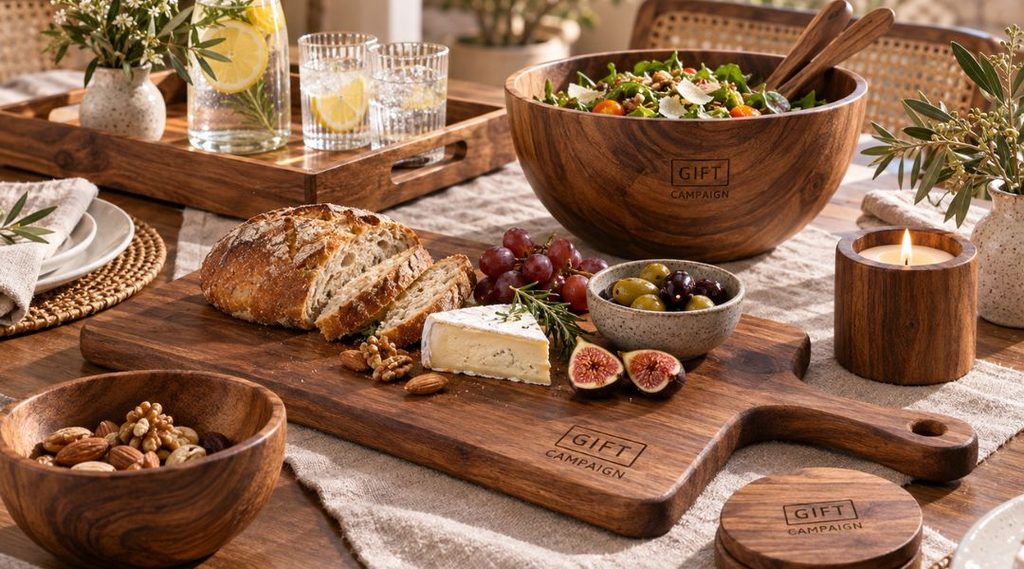 Branded bamboo products in kitchen
