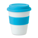 Travel mug with printable band, 350 ml turquoise colour