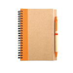 Recycled paper notepad with colour detail and pen, B6 orange colour