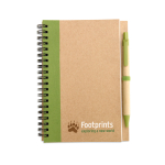 Recycled paper notepad with colour detail and pen, B6 lime colour main view