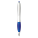 Ballpoint pen with stylus in different colours with blue ink blue colour