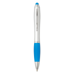 Ballpoint pen with stylus in different colours with blue ink turquoise colour