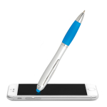 Ballpoint pen with stylus in different colours with blue ink turquoise colour third view