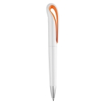 Pen with a curved clip made of ABS with blue ink orange colour