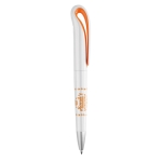Pen with a curved clip made of ABS with blue ink orange colour main view