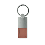 Deluxe keyring made of leather and metal for merchandising brown colour