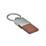 Deluxe keyring made of leather and metal for merchandising brown colour