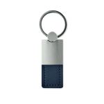 Deluxe keyring made of leather and metal for merchandising navy-blue colour