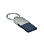 Deluxe keyring made of leather and metal for merchandising navy-blue colour