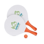 Set of wooden bats and ball for beach holidays orange colour main view