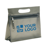 Transparent toiletry bag for hand luggage in various colours black colour view with print area