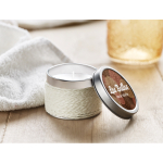 Scented candle in a metal tin for health & wellness promotions white colour fifth ambient view 2