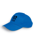 Cap with 5 panels and closure for promotions royal blue colour view with print area