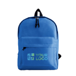 Children's backpack made of 600D polyester with front pocket royal blue colour view with print area