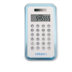 8-digit calculator in blue-transparent aluminium design transparent blue colour second main view