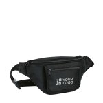 Bum bag with card pocket, made of 600D polyester black colour view with print area