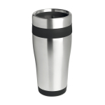 Affordable stainless steel and plastic thermos mug, 410 ml black colour second view