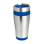 Affordable stainless steel and plastic thermos mug, 410 ml blue colour second view