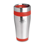 Affordable stainless steel and plastic thermos mug, 410 ml red colour second main view