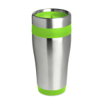 Affordable stainless steel and plastic thermos mug, 410 ml lime colour second view