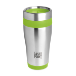 Affordable stainless steel and plastic thermos mug, 410 ml lime colour second main view