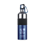 Large two-tone stainless steel drinking bottle, 750 ml blue colour view with print area