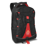 Printed backpack with coloured rope for hiking red colour second main view