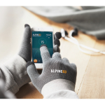 Touchscreen gloves, acrylic, printable for promotions grey colour fifth ambient view 2