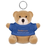 Keyring with teddy bear as a printable promotional gift blue colour main view