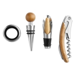 Elegant wine set made of bamboo, with 4 wine accessories wood colour third view