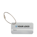 Aluminium luggage tag matt silver colour view with print area