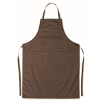 Kitchen apron with front pockets, adjustable neck strap, 190 g/m2 brown colour