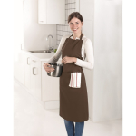 Kitchen apron with front pockets, adjustable neck strap, 190 g/m2 brown colour ambient view