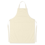 Kitchen apron with front pockets, adjustable neck strap, 190 g/m2 beige colour
