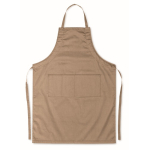 Kitchen apron with front pockets, adjustable neck strap, 190 g/m2 camel colour