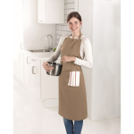 Kitchen apron with front pockets, adjustable neck strap, 190 g/m2 camel colour ambient view