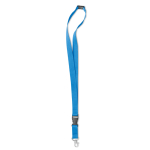 Lanyard with removable buckle and closure for events cyan blue colour