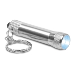 Original aluminium keyring with flashlight silver colour
