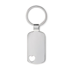 Metal keyring with heart detail corner matt silver colour second view