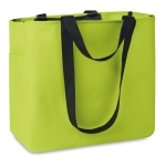 Shopping bag made of 600D polyester with inner compartment lime colour