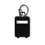 Plastic trolley shaped luggage tag with an address field black colour